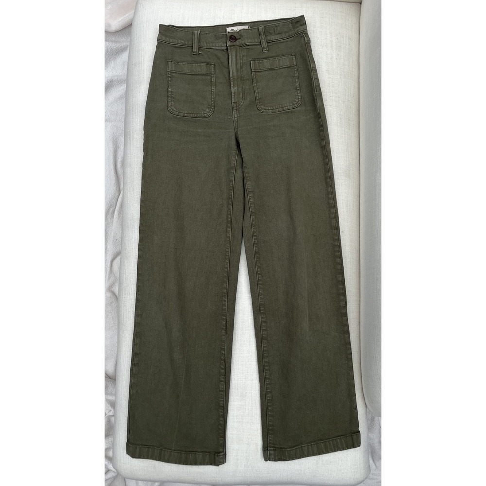 Madewell Emmett Wide-Leg Pant Size 27 Faded Ivy Green Patch Pocket
